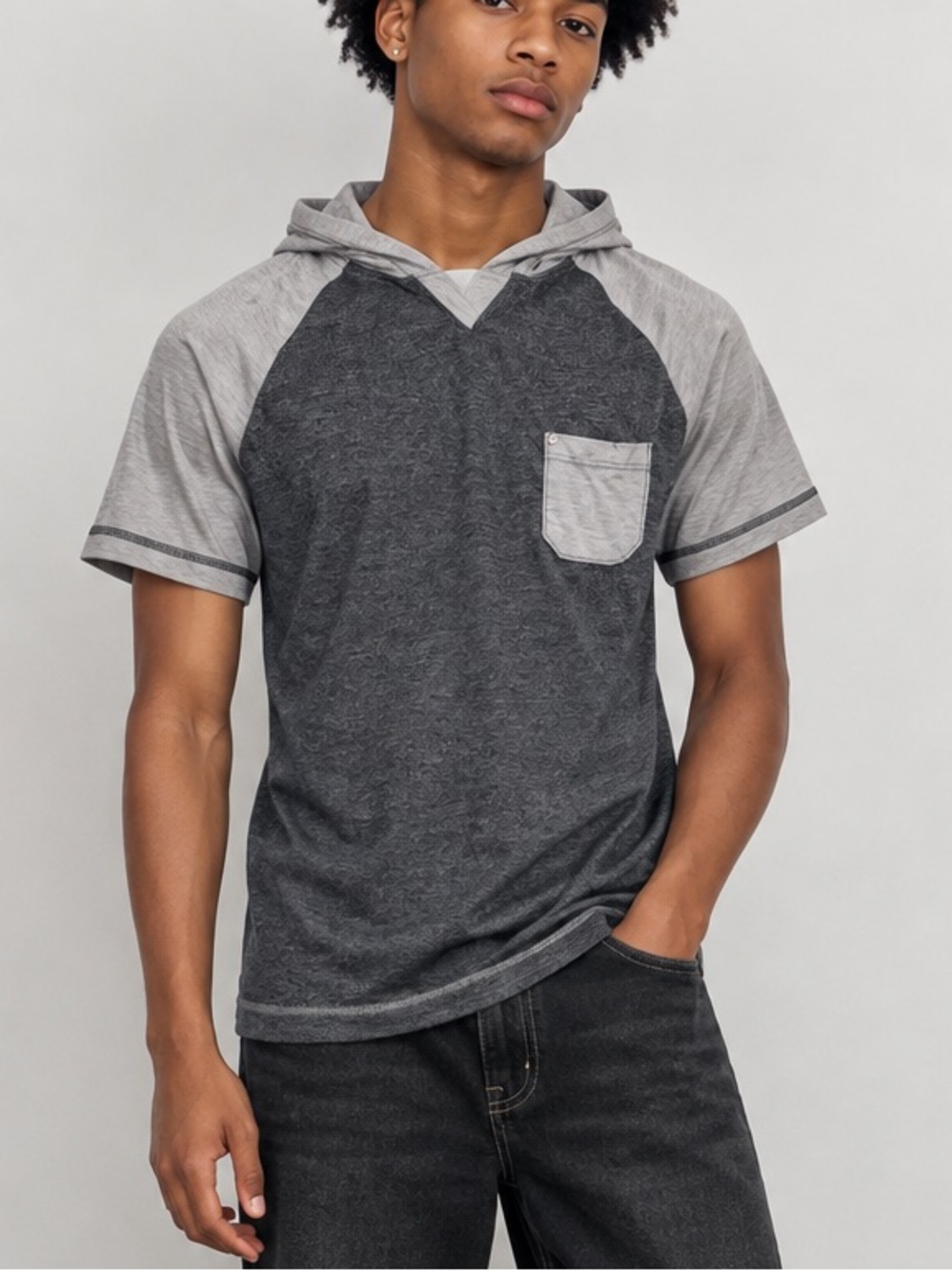 Free Planet Men's Two-Tone Charcoal & Light Gray Relaxed Jeans Look